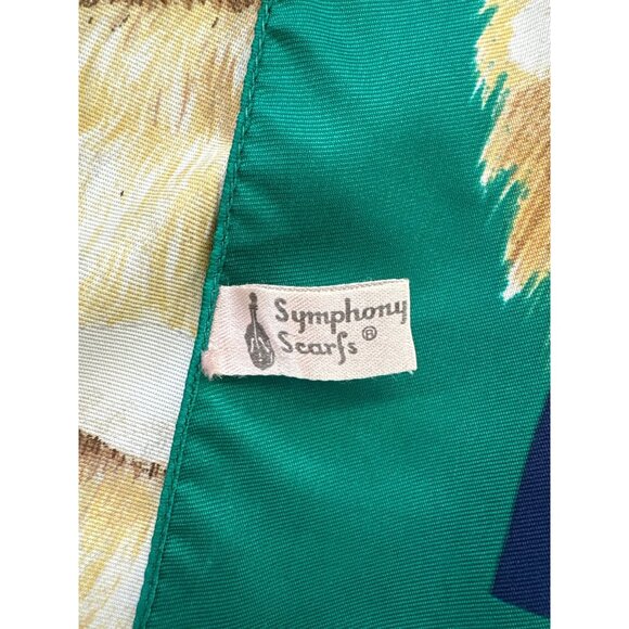 Vintage Symphony Scarfs Cat Print Polyester Scarf 34.5" Square Headwear - Picture 3 of 6